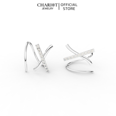 Khuyên Tai Bạc ECJ75 Hình Chữ X Chariot Jewelry