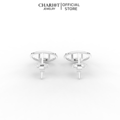 Khuyên Tai Bạc ECJ87 Viền Tròn Đính Đá Lấp Lánh Cỡ Lớn Chariot Jewelry
