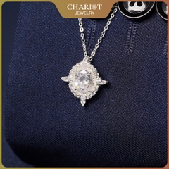 Dây chuyền DCJ71 mặt Oval đính đá CZ lấp lánh bạc 925 ChariotJewelry