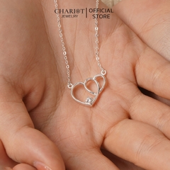 Dây chuyền bạc DCJ70 S925 trái tim đôi xinh xắn đính đá, quà tặng 8-3 ý nghĩa, Chariot Jewelry