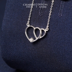Dây chuyền bạc DCJ70 S925 trái tim đôi xinh xắn đính đá, quà tặng Valentine ý nghĩa, Chariot Jewelry