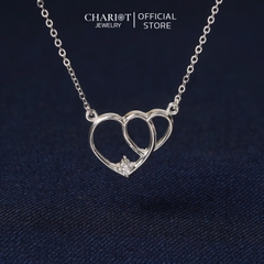 Dây chuyền bạc DCJ70 S925 trái tim đôi xinh xắn đính đá, quà tặng Valentine ý nghĩa, Chariot Jewelry