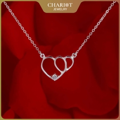 Dây chuyền bạc DCJ70 S925 trái tim đôi xinh xắn đính đá, quà tặng 8-3 ý nghĩa, Chariot Jewelry