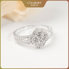 Nhẫn bạc NCJ70 bông hoa 4 cánh đính đá lấp lánh dành cho nữ ChariotJewelry