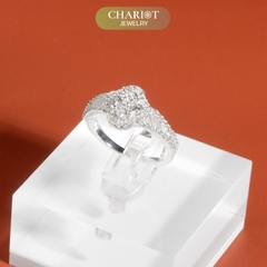 Nhẫn bạc NCJ70 bông hoa 4 cánh đính đá lấp lánh dành cho nữ ChariotJewelry