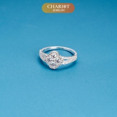 Nhẫn bạc NCJ70 bông hoa 4 cánh đính đá lấp lánh dành cho nữ ChariotJewelry