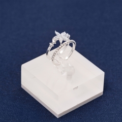Nhẫn Bạc NCJ60 2 line bông hoa đính đá xinh xắn ChariotJewelry