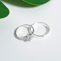 Nhẫn đôi bạc S925 nam nữ NCJ99 Sparkling Blossom, nhẫn couple bạc, quà tặng 8-3 ý nghĩa dành tặng bạn gái, ChariotJewelry