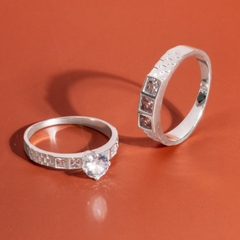 Nhẫn đôi bạc S925 nam nữ NCJ120 Square Stone, nhẫn couple bạc, quà tặng 8-3 ý nghĩa dành tặng bạn gái, ChariotJewelry