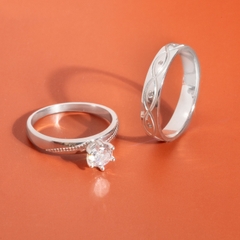 Nhẫn đôi bạc S925 nam nữ NCJ116 Destiny's Promise, nhẫn couple bạc, quà tặng 8-3 ý nghĩa dành tặng bạn gái, ChariotJewelry