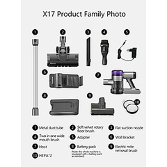 Máy Hút Bụi Xiaomi Redroad X17 Lực Hút 25.000 Pa Công Suất 350 W - Hàng Chính Hãng