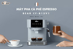 Máy Pha Cà Phê Bear Espresso CF-B15V1 Tạo Bọt Sữa Áp Suất 15 Bar - Hàng Chính Hãng