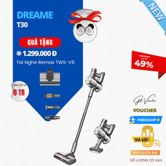 Máy Hút Bụi Không Dây Dreame T30 Pin Rời Thuận Tiện Sạc Điện Thời Gian Làm Việc 90 Phút, Công Suất Cao 550W Lực Hút 27KPa - Hàng Chính Hãng