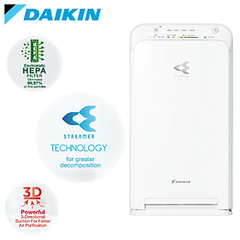 Máy Lọc Không Khí Daikin MCK55TVM6 Công nghệ Streamer 3C Tích Hợp Ion Plasma Lõi Lọc Tuổi Thọ Lên Đến 10 Năm, Diệt Khuẩn Và Lọc Sạch 99,97% Bụi Bẩn, Diện Tích Sử Dụng 40 m2, Công Suất 58W - Hàng Chính Hãng
