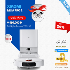 Robot Hút Bụi Lau Nhà XIAOMI Mijia Pro 2 - 2023 Tự Giặt Giẻ, Bơm Nước Và Sấy Khô Nhiệt Độ Cao Diện Tích Hoạt Động 250m2 Lực Hút 4000 Pa Công Suất 60 W  - Hàng Chính Hãng