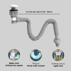 Xi phông chậu rửa tay xả nhấn mặt sứ RC-905