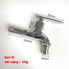Vòi xả hồ tay gạt RANCO cấp nước máy giặt xả rửa sàn phòng tắm, chất liệu mạ chrome lõi đồng KT - 912