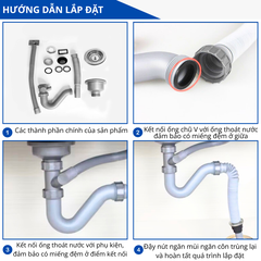 Xi phông ống xả chậu rửa chén bát 1 hố RC-152