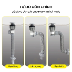 Xi phông chậu rửa tay xả nhấn mặt inox RC-903