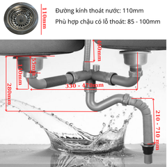 Xi phông ống xả chậu rửa chén bát 2 hố RC-252