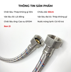 Dây Cấp Nước 2 đầu Inox 304 60cm BF+F+F 0.6M