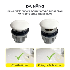 Xi phông chậu rửa tay xả nhấn mặt sứ RC-905