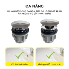 Xi phông chậu rửa tay xả nhấn mặt inox RC-903