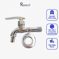 Vòi Xả Hồ Cấp Nước Máy Giặt Xả Rửa Sàn Phòng Tắm, Chất Liệu Đồng Mạ Chrome, Vòi Hồ Tay Gạt RANCO RC-12