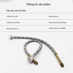 Dây cấp 2 đầu nước bình nóng lạnh, ống nước vòi chậu RANCO inox 304 dài 40cm cao cấp không rỉ sét BF-F+LM