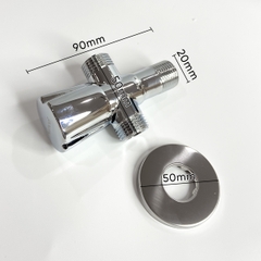 Van chữ T chia 2 dòng nước chất liệu mạ chrome lõi đồng, chia nước ren 21 RANCO giảm áp 3 đầu KT - 922
