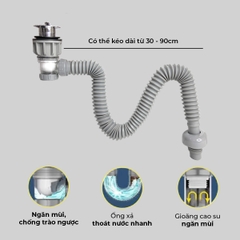 Xi phông chậu rửa tay xả lật mặt inox RC-902