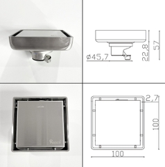 Phễu thoát sàn chống mùi hôi, ga thoát sàn RANCO inox 304 ngăn rác,thoát nước nhanh phi 45.6 RO-450G