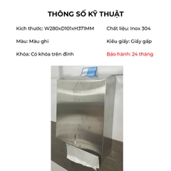 Hộp đựng giấy vệ sinh rút lớn chữ nhật, giấy công nghiệp RANCO gắn tường chất liệu inox chống gỉ sét bền đẹp RC-8955