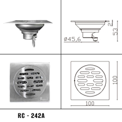 Ga thoát sàn inox 304 đường kính 10cm phi 45.6 RC-242A