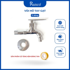 Vòi xả hồ tay gạt RANCO cấp nước máy giặt xả rửa sàn phòng tắm, chất liệu mạ chrome lõi đồng KT - 912