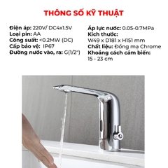 Bộ vòi chậu rửa tay cảm ứng nóng lạnh RC - 1205