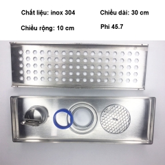 Phễu thoát sàn chữ nhật RANCO chất liệu inox 304 dài 30 cm, rộng 10 cm, phi 45 RO - 281A2