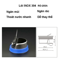 Lõi thoát sàn chống mùi hôi nhà tắm RANCO chất liệu INOX 304 ngăn rác, côn trùng, thoát nước nhanh