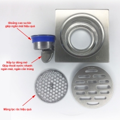Phễu thoát sàn chống mùi hôi RANCO inox 304 ngăn rác, côn trùng, thoát nước nhanh phi 45.6 RO-242A