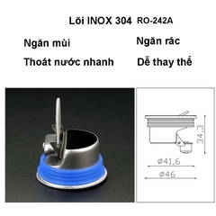Lõi thoát sàn chống mùi hôi nhà tắm RANCO chất liệu INOX 304 ngăn rác, côn trùng, thoát nước nhanh