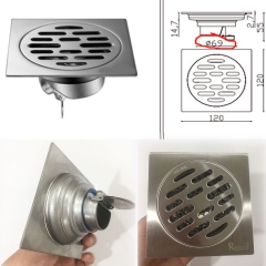 Phễu thoát sàn chống mùi hôi RANCO inox 304 ngăn rác, thoát nước phi 69 cho ống 76,90, 110mm RO-255A