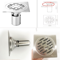 Phễu thoát sàn ngăn mùi hôi RANCO inox 304 ngăn rác, thoát nước nhanh phi 45.6 ống 60, 76mm RO-402E