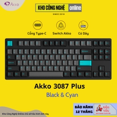 Bàn Phím Cơ AKKO 3087 Plus Black & Cyan | 3087 Plus Prunus Lannesiana (Foam tiêu âm / AKKO CS switch)