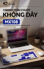 Combo phím chuột không dây AKKO MX108 Black & Cyan / Blue on White (Bluetooth, USB 2.4Ghz)