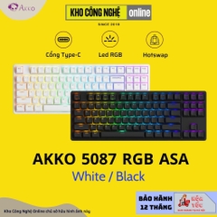 Bàn phím AKKO 5087 RGB ASA – Black / White (Foam tiêu âm / Hotswap / AKKO CS Jelly switch)