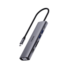 Hub chuyển đổi RAPOO XD71 7in1 - Type C to HDMI 4K, USB 3.0, TF/SD Card, RJ45, PD