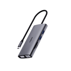 Hub chuyển đổi RAPOO XD101 10in1 - To VGA, HDMI 4K, USB 3.0, TF/SD Card, RJ45, PD, Audio