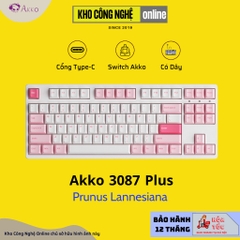 Bàn Phím Cơ AKKO 3087 Plus Black & Cyan | 3087 Plus Prunus Lannesiana (Foam tiêu âm / AKKO CS switch)