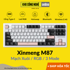 Bàn Phím Cơ Xinmeng M87 Không Dây, Mạch Xuôi, Kết Nối 3 Modes