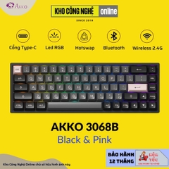 Bàn phím cơ AKKO 3068B Black & Pink (Multi-modes / Hotswap / Foam tiêu âm / TTC sw)